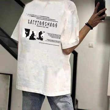 百搭夏季港風韓版ins薄款圓領男士短袖原宿風美式上衣五分袖T恤衫