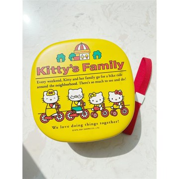日本制可可愛愛的hellokitty一家人出游兩層加厚便當盒