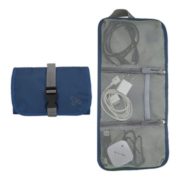 《TRAVELON》扣式3C線材收納包-藍-- 旅遊 電子用品 零錢小物 收納袋