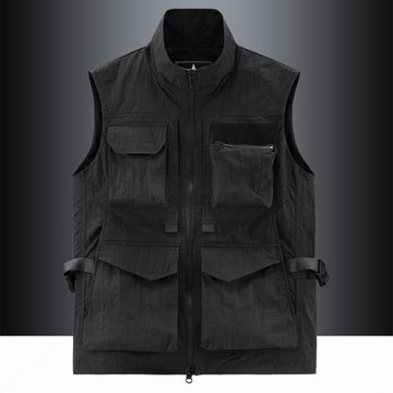 工裝馬甲男多口袋薄款戶外戰術機能背心日系馬夾釣魚攝影坎肩外套