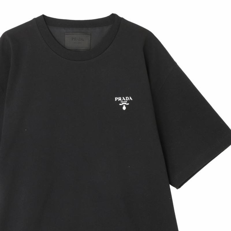 プラダ PRADA クルーネック半袖Tシャツ ブラック メンズ ujn742-s202