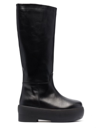 GIABORGHINI - knee-length platform 70mm boots - women - Calf Leather/Calf Leather/Rubber - 37.5 - Black