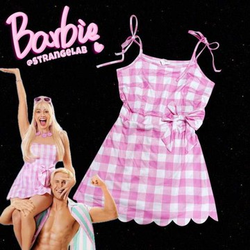 出美國 90S千禧y2k辣妹電影同款粉色格子復古連衣短裙吊帶安全褲