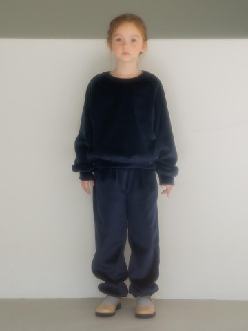 Velour Dual-Layer Warm Sweatshirt [Navy]