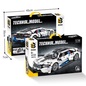 聯合創想JKC7208白色超跑積木車男生禮物拼插裝積木2025新款玩具
