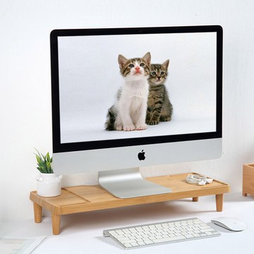 竹實木簡約現代創意護頸墊高臺式電腦液晶顯示器增高支架底座托架