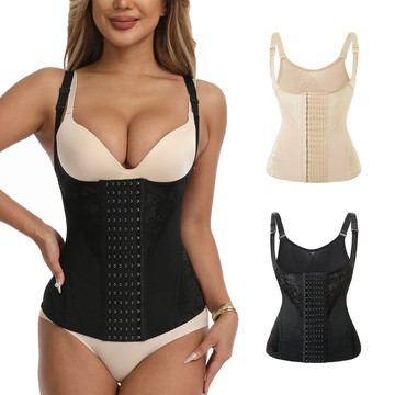 跨境束腰女式緊身胸衣上半身塑身衣背心吊帶排扣美體收腹塑身上衣鑫弘-素時衣櫥