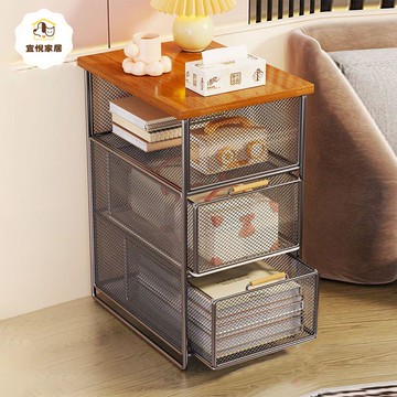床頭柜置物架簡約現代家用臥室小型出租屋收納儲物柜極窄床邊柜子py6101