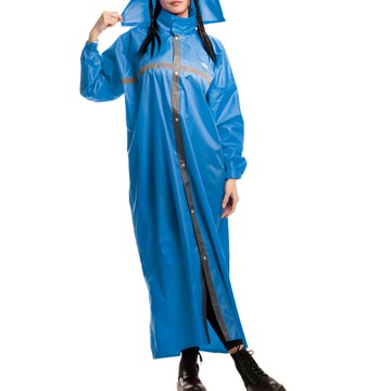 Crocodile 鱷魚 彩格前開雨衣  水藍色  3XL 衣長135cm 胸圍75cm 袖長80cm