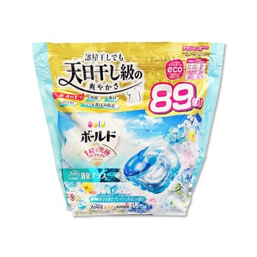 P&G 日本Bold-4D持香柔順抗褶皺洗衣凝膠球-白葉花香89顆/水藍袋(濃縮洗衣膠囊,家庭號補充包)