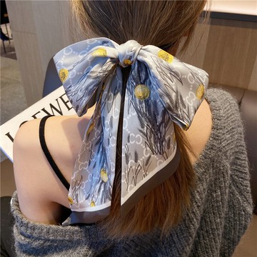 復古印花長條絲巾春秋裝飾花朵小領巾女發帶綁包包多功能絲帶