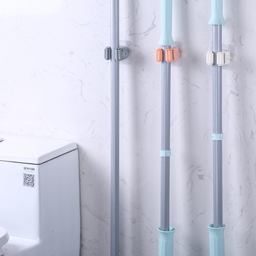 免打孔壁掛拖把架三個裝無痕粘貼拖把夾 強力拖把卡座浴室壁掛夾