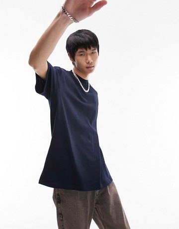 Topman oversized fit t-shirt in navy-Blue