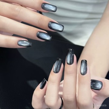 ✨Hannah✨霧霾藍色貓眼純手工穿戴甲新款神秘夢幻高級氣質顯白美甲貼片手工穿戴甲 GFNP