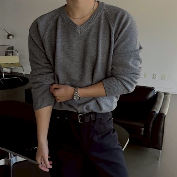 正韓日常素面V領插肩短版針織上衣 6色 YUPPIE 預購商品 0223