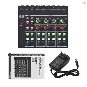 4 通道音頻混音器便攜式耳機放大器輕量級音量可調旋鈕,帶 5V 電源接口耳機混音器,適用於吉他電視手機錄音棚 4 通道立