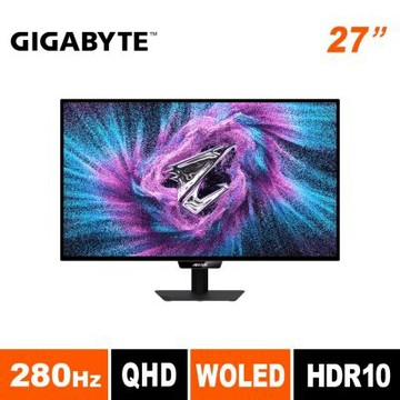 技嘉 AORUS ELITE FO27Q28G OLED 電競螢幕 (2K/280Hz/0.03ms/G-Sync相容/FreeSync Premium/可升降可旋轉)