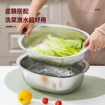 🌈好物優選⛱丨【撿漏】不鏽鋼和麪盆 洗菜盆 瀝水盆 蛋形特厚洗菜蛋型廚房水果家用瀝水籃