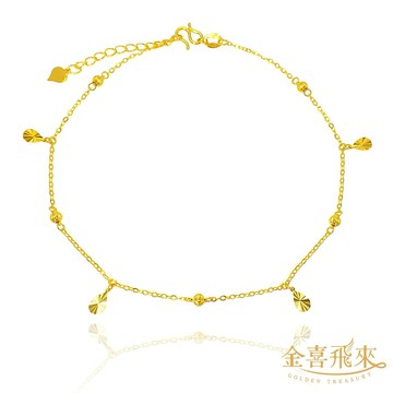 【金喜飛來】黃金腳鍊水滴金珠(0.67錢±0.03)【快速出貨】