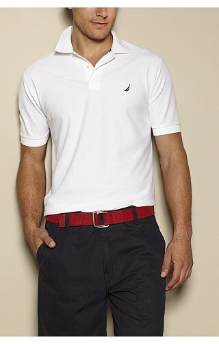 美國百分百【全新真品】Nautica 美國 素色 網眼男生 上衣 短袖 POLO衫 帆船 白色 大SIZE 超取