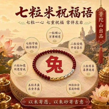 上新🔥臺灣倉出貨⚡️【普陀山出品】金三银四七粒米十二生肖红色朱砂手链男女同款百搭