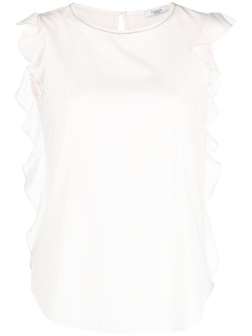 Peserico - ruffle-trim sleeveless blouse - women - Elastane/Silk - 42 - Pink