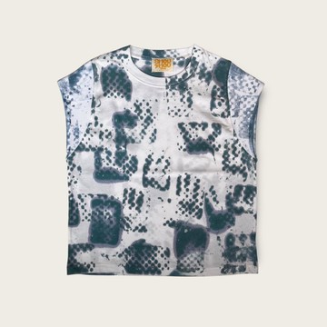 手繪羅紋拼接背心