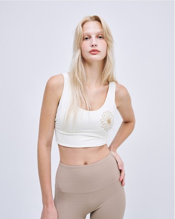 MARDI MERCREDI 親膚運動內衣 白色 經典小雛菊 米黃花 BEURRE ULTIMATE COMFORT BASIC BRA THEFLOWER
