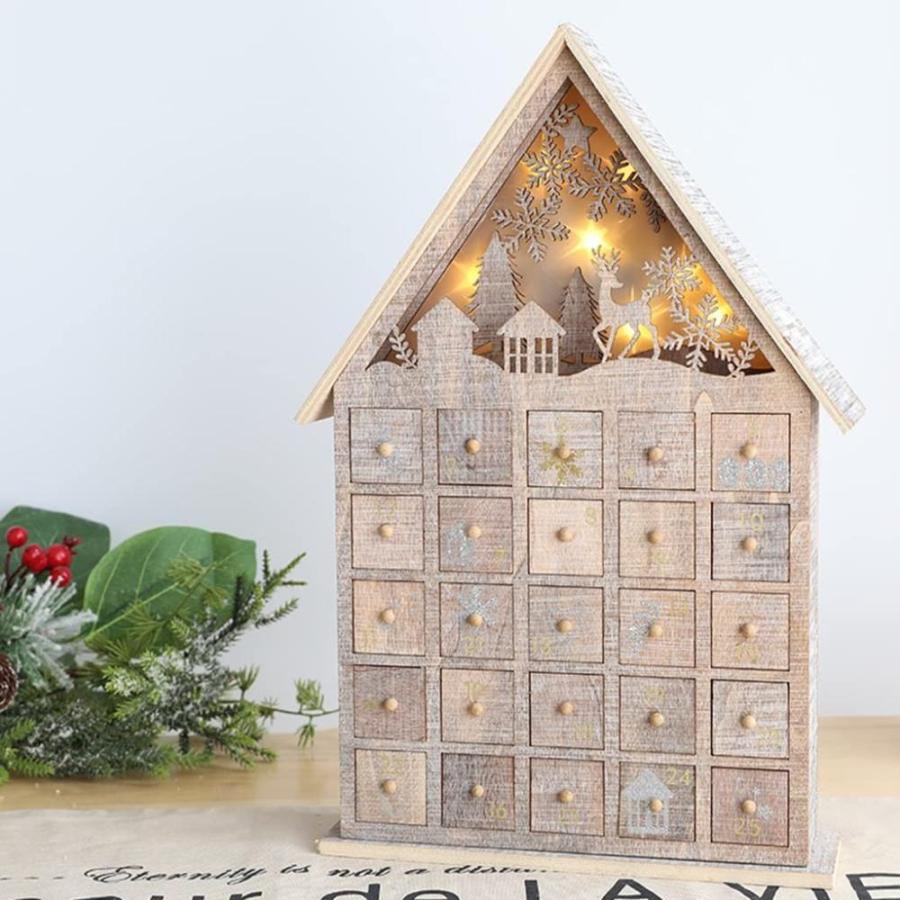 Advent Calendars Wood Christmas Calendar LED Lights Christmas House Deer Pi