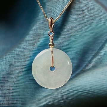 【願‧平安】冰種平安扣吊飾14K包金 | 天然緬甸A貨翡翠 | 送禮