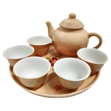 美濃燒 鄉村風 一壺五杯組 陶瓷茶具  1組  米色