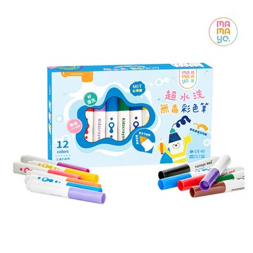【mamayo】kidzcrayon 12色超水洗無毒彩色筆(台灣製)