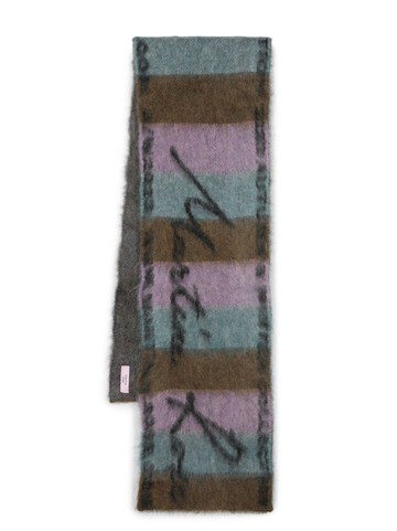 Martine Rose - logo stripe-print scarf - men - Mohair/Wool/Polyamide/Elastane - One Size - Green
