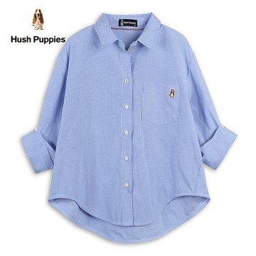 Hush Puppies 襯衫 女裝知性細條紋開襟七分袖襯衫