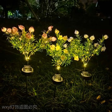 🔥在臺出貨🔥太陽能梔子花燈戶外庭院花園裝飾家用防水陽臺氛圍燈地插草坪燈