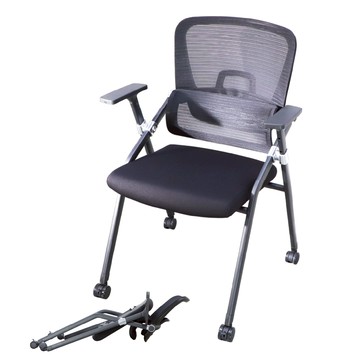 LOGIS 黑色 調節護腰會議培訓椅 補習班椅 課桌椅 折疊椅 折合椅【BK-651-PU】