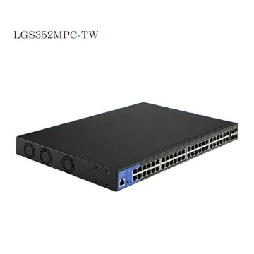 【享最高折300】Linksys 48埠 (48埠POE GE+/4埠10G SFP+)POE L2管理型 Gigabit 超高速乙太網路交換器/鐵殼/LGS352MPC-TW