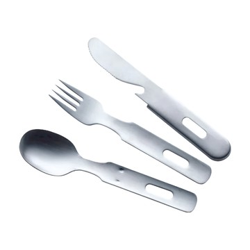 SALUS 佐藤金屬 不鏽鋼露營SFK餐具組 日本製造 刀叉匙套裝  1組  silver