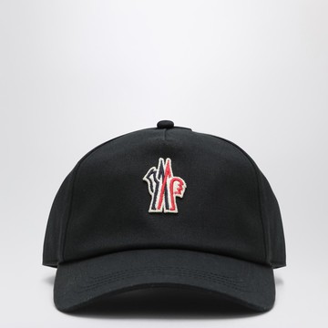 Black baseball cap with logo patch