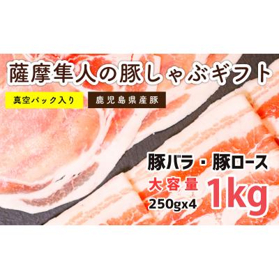 ふるさと納税 曽於市 お肉のギフト　鹿児島県産豚　しゃぶしゃぶ用　バラ　ロース計1kg