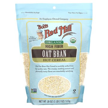 Bob's Red Mill, 有機高纖維燕麥麩皮熱燕麥，18 盎司（510 克）