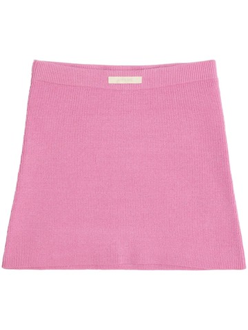 Apparis - logo-patch knit mini skirt - women - Recycled Viscose/Polyester/Nylon - XL - Pink