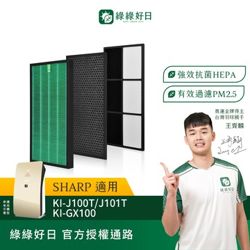 適用 SHARP夏普 KI-J100T KI-J101T KI-GX100 HEPA濾芯 蜂顆活性碳 高效活性碳濾網 綠綠好日