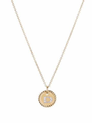 David Yurman - 18kt yellow gold D Initial Charm diamond necklace - women - 18kt Gold/Diamond - One Size