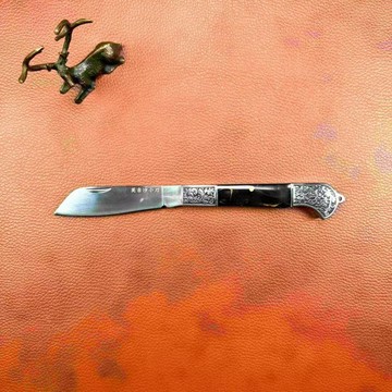 英吉沙手工折叠刀白铜刀五鉻钢刀刃手把肉切水果把玩家用自用