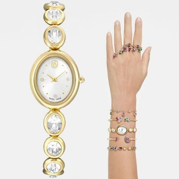 SWAROVSKI 施華洛世奇 Imber Oval 橢圓形水晶手鍊式女錶 手錶 夏日煥新提案 送禮推薦-金/25x21mm 5754812