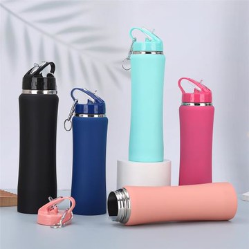 外貿手提運動水壺304不銹鋼真空保溫杯戶外便攜雙飲小蠻腰瘦身杯