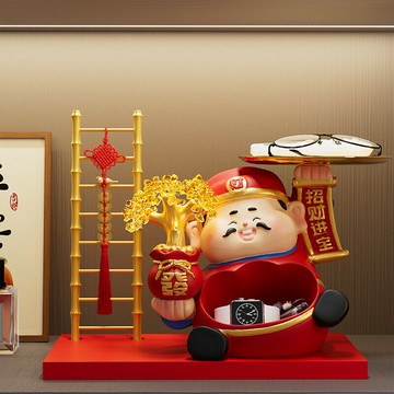財神爺擺件入戶玄關鑰匙收納客廳家用裝飾品開業喬遷新居禮物禮品