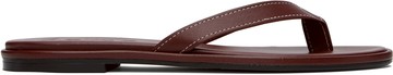 aeyde 酒红色 Melody Leather Toe-Post 人字拖