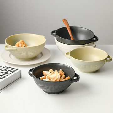 家用家用復古陶瓷防燙雙耳泡面碗單個大碗螺螄粉拉面碗手柄湯盆